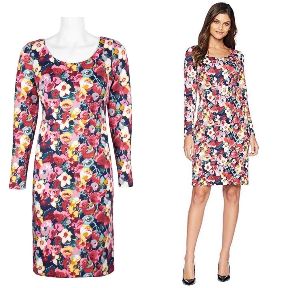 Betsey Johnson Floral Printed Long Sleeve Scuba Dress